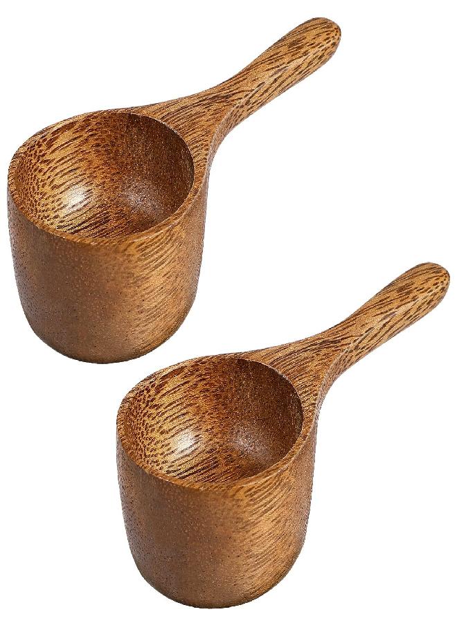 Yardwe 2Pcs Wooden Coffee Scoop Mini Measuring Spoons for Coffee Tea Sugar Milk Powder - Image 1