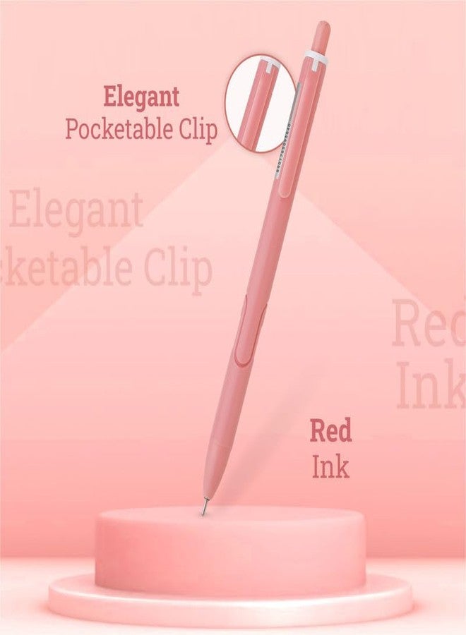 Hauser Germany XO RT Retractable Ball Pen | Sleek Matt Finish Pastel Shade Body & Minimalistic Design | Low Viscosity Ink With Ultra Durable Tip | Red Ink, Pack Of 40 - Image 4