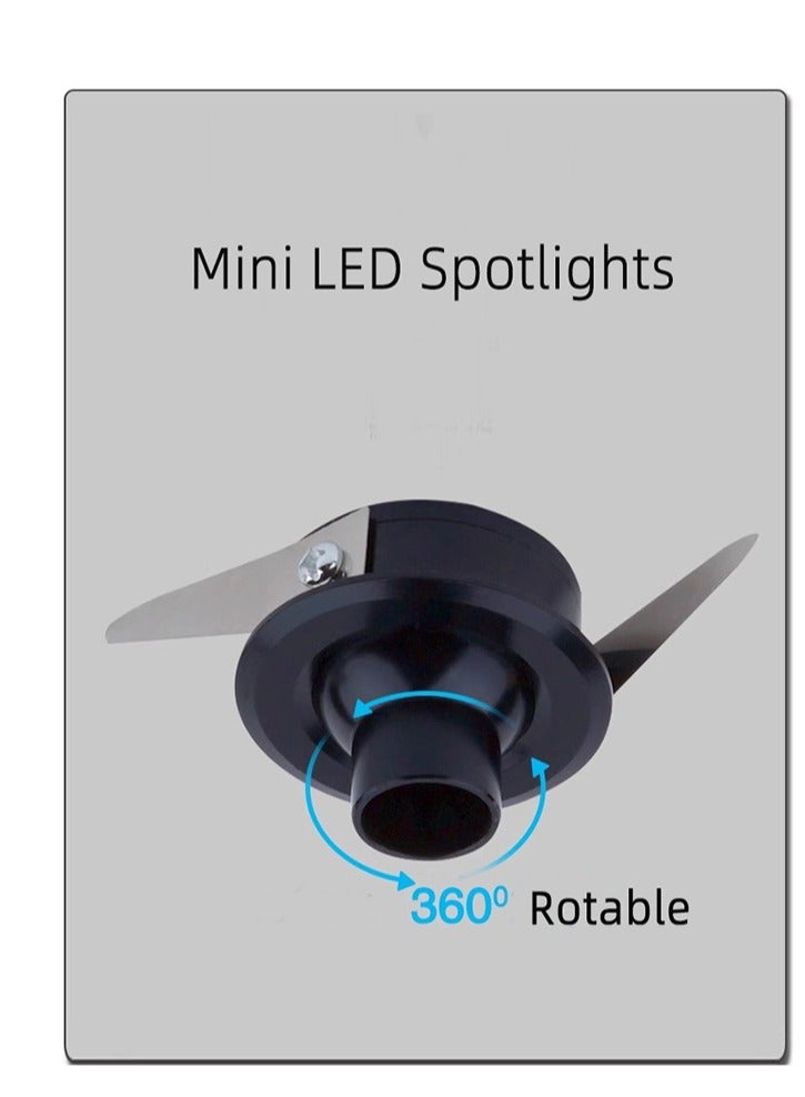 2 Pack Adjustable Black Recessed LED Spot Lights Fixtures,360 Degree Rotable,Mini Directional Spotlight Flush Mounted Ceiling Lamp 3Watt AC220V-250V With Separate Driver - Image 2