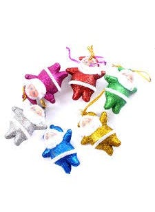 LB L B 12 pcs Chirstmas Tree Ornaments Xmas Tree hangings Ornaments Mini Santa for Christmas Tree Xmas Tree Decoration Item Mini Santa Glitter Santa  - Image 2