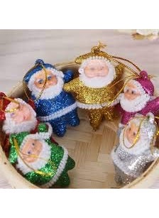 LB L B 12 pcs Chirstmas Tree Ornaments Xmas Tree hangings Ornaments Mini Santa for Christmas Tree Xmas Tree Decoration Item Mini Santa Glitter Santa  - Image 4