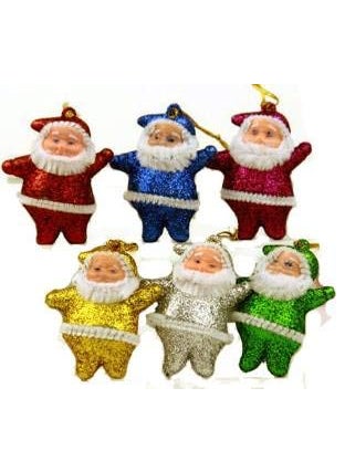 LB L B 12 pcs Chirstmas Tree Ornaments Xmas Tree hangings Ornaments Mini Santa for Christmas Tree Xmas Tree Decoration Item Mini Santa Glitter Santa  - Image 1