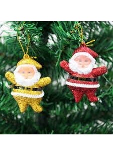 LB L B 12 pcs Chirstmas Tree Ornaments Xmas Tree hangings Ornaments Mini Santa for Christmas Tree Xmas Tree Decoration Item Mini Santa Glitter Santa  - Image 5