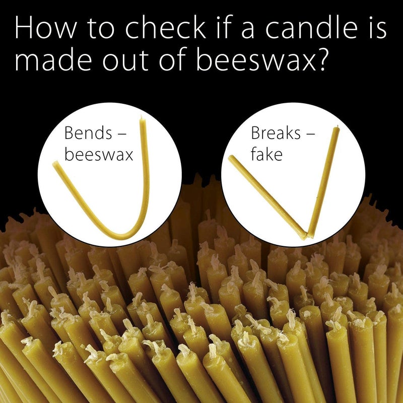Danilovo Danilovo Pure Beeswax Candles - No-Drip  Smoke-Less  Tall  Thin Taper Candles - Decorative Candles for Church Prayer  Decor or Birthday Candles - Honey Scented Candles - 7.3 x0.24  (Yellow  50pcs)  - Image 5