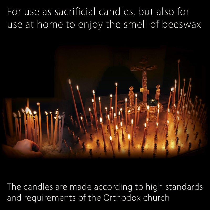 Danilovo Danilovo Pure Beeswax Candles - No-Drip  Smoke-Less  Tall  Thin Taper Candles - Decorative Candles for Church Prayer  Decor or Birthday Candles - Honey Scented Candles - 7.3 x0.24  (Yellow  50pcs)  - Image 4