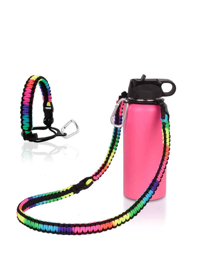 Generic Paracord Handle Shoulder Strap Compatible with Hydro Flask Wide Mouth Water Bottles 12oz To 64oz(Not for The New Hydro Flask 2.0) Bottle Strap For Walking Hiking Camping（Rainbow）  - Image 1