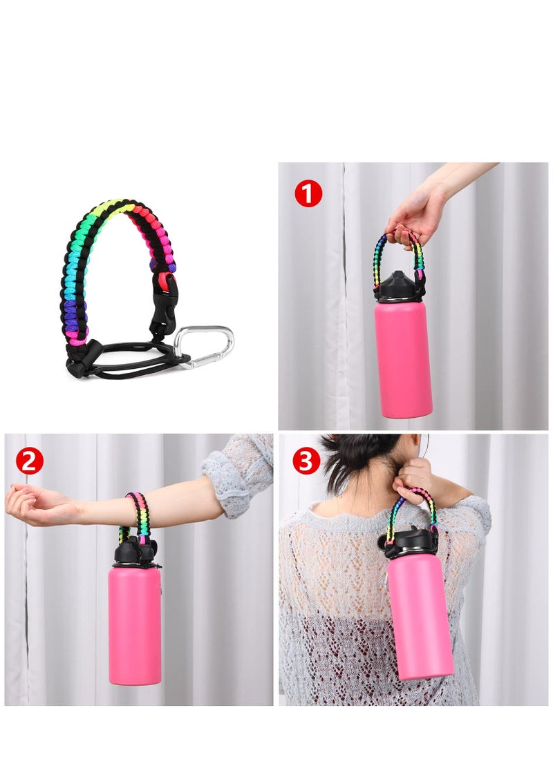 Generic Paracord Handle Shoulder Strap Compatible with Hydro Flask Wide Mouth Water Bottles 12oz To 64oz(Not for The New Hydro Flask 2.0) Bottle Strap For Walking Hiking Camping（Rainbow）  - Image 4