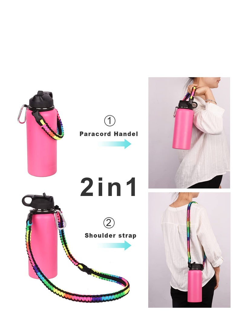 Generic Paracord Handle Shoulder Strap Compatible with Hydro Flask Wide Mouth Water Bottles 12oz To 64oz(Not for The New Hydro Flask 2.0) Bottle Strap For Walking Hiking Camping（Rainbow）  - Image 3