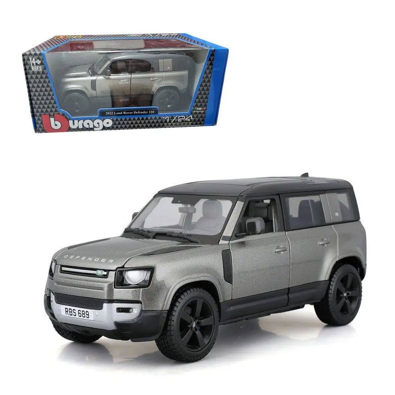 Bburago 2022 Land Rover Defender 110 Die-cast Car (1:24, Silver/Black) - Image 1
