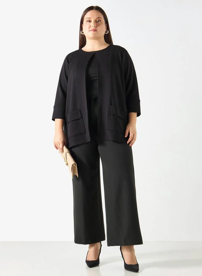 Ulla Popken Plus Size Ulla Popken Shacket with Long Sleeves and Pockets