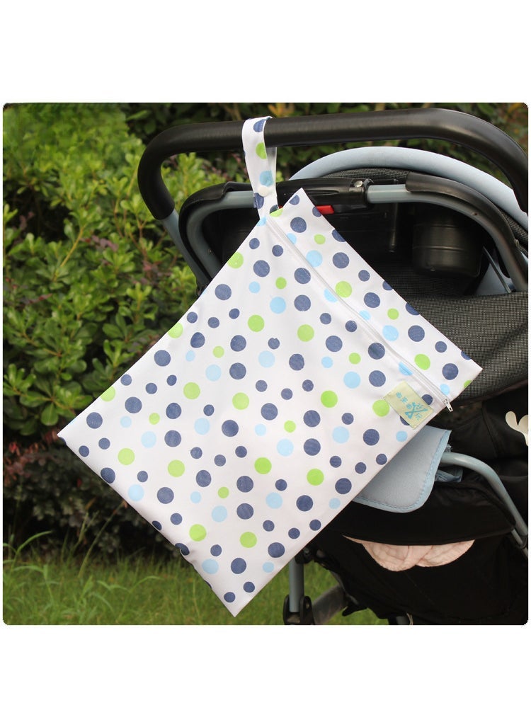 Baby supplies single-layer zipper baby stroller waterproof hanging bag baby diaper bag out storage bag urine insulation Blue Dot-30cm * 40cm