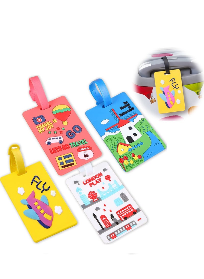 SOLARAE علامة حقائب، 4 قطع علامات حقائب السفر حقيبة يد حقيبة سفر حقيبة مدرسية علامة حقيبة أدوات بطاقة اسم بطاقة عنوان مع بطاقة معلومات ومشبك تعليق - Image 5