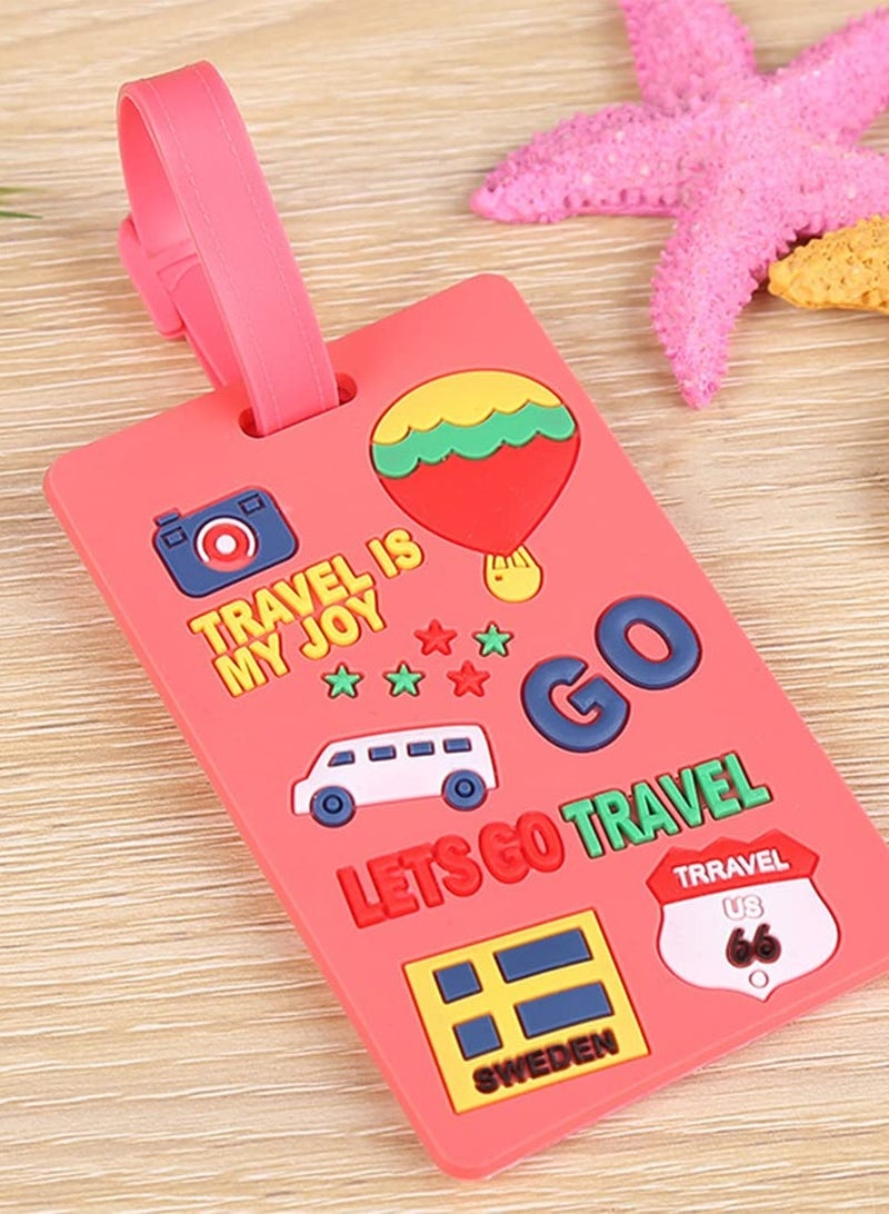 SOLARAE علامة حقائب، 4 قطع علامات حقائب السفر حقيبة يد حقيبة سفر حقيبة مدرسية علامة حقيبة أدوات بطاقة اسم بطاقة عنوان مع بطاقة معلومات ومشبك تعليق - Image 3