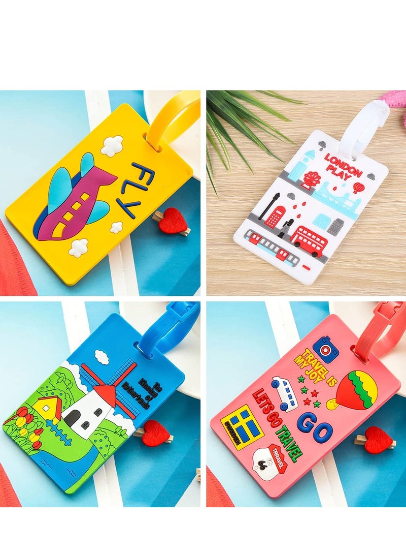 SOLARAE علامة حقائب، 4 قطع علامات حقائب السفر حقيبة يد حقيبة سفر حقيبة مدرسية علامة حقيبة أدوات بطاقة اسم بطاقة عنوان مع بطاقة معلومات ومشبك تعليق - Image 4