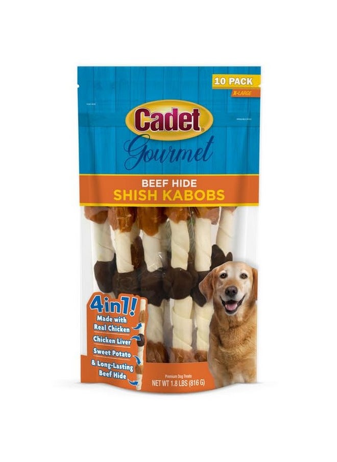 Cadet Cadet X-Large Dog Treat, 4-in-1 Beef Hide Shish Kabobs, 10 ct  - Image 1