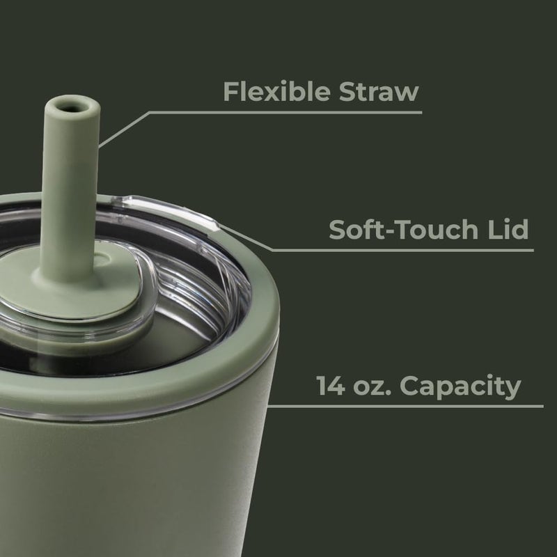 HydroJug Everyday Tumbler 14 oz – Ceramic-Lined Insulated Tumbler with Straw and Soft-Touch Lid, Cup Holder Friendly, Double-Wall Vacuum Insulation, Reusable Travel Cup – Courtyard - Image 4