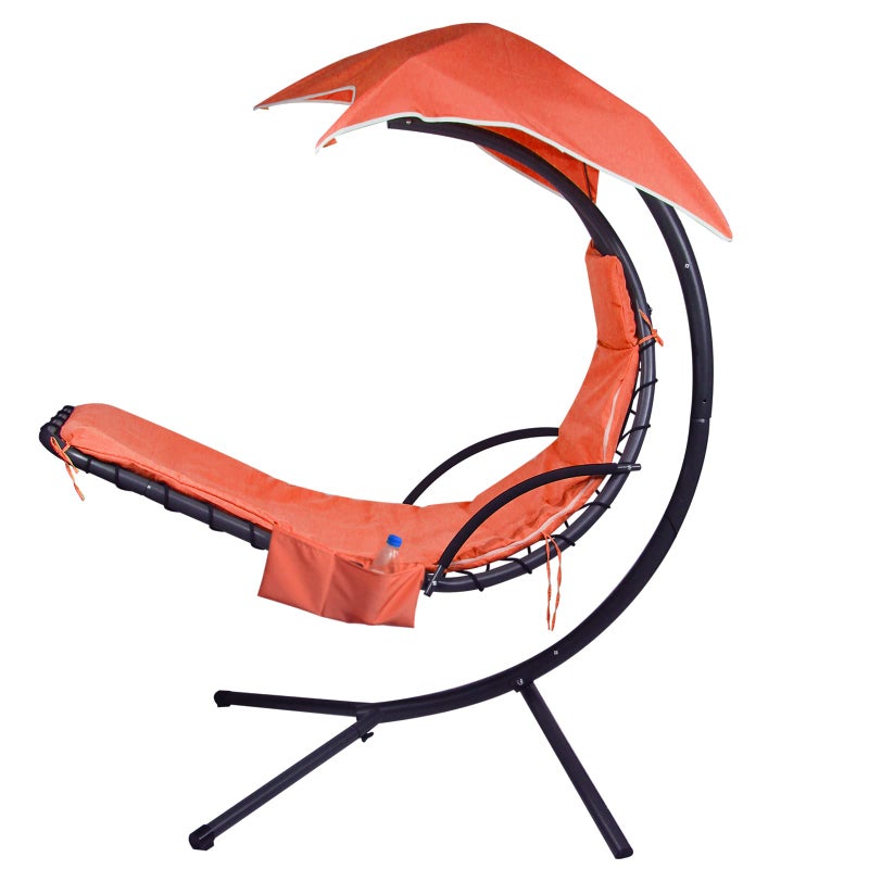 MICTONY Outdoor Hanging Lounge Chair Replacement Cushion Cover and Umbrella Fabric Made for Patio Curved Chaise Hammock Floating Swing Chair Pads Waterproof Soft Fabric Cushion Not Included Orange 
