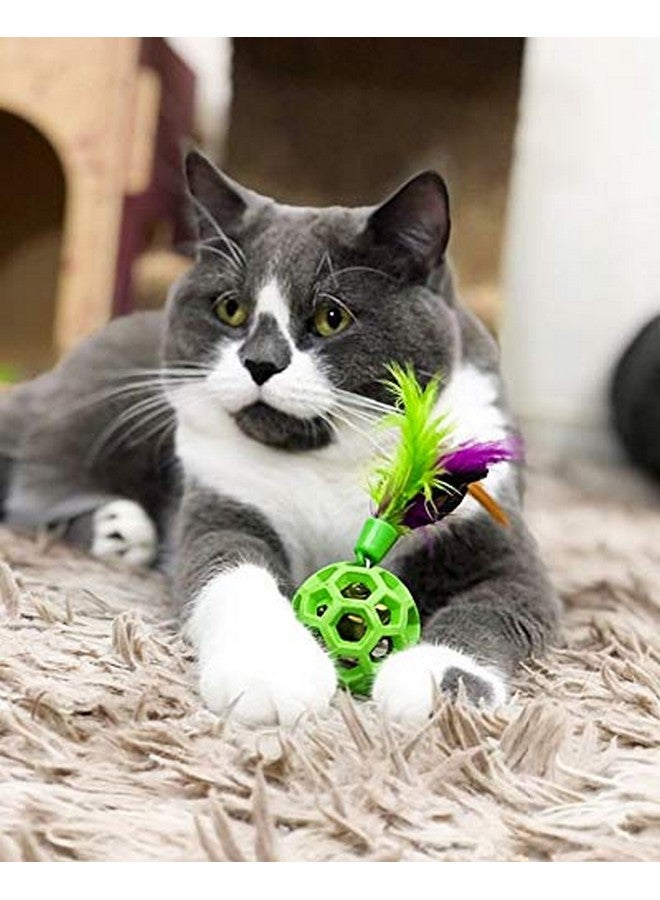 جي دبليو كرة ريش كاتاكشن من جيه دبليو بيت مع جرس، لعبة قطط، لون أخضر، عبوة من قطعة واحدة (71059) - Image 2