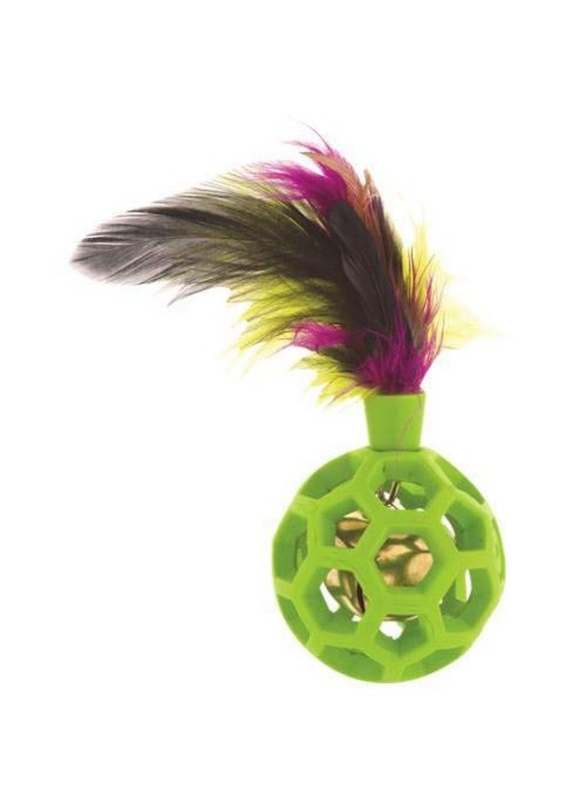 جي دبليو كرة ريش كاتاكشن من جيه دبليو بيت مع جرس، لعبة قطط، لون أخضر، عبوة من قطعة واحدة (71059) - Image 3