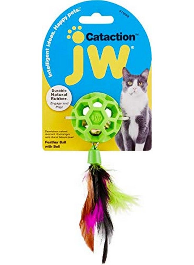 جي دبليو كرة ريش كاتاكشن من جيه دبليو بيت مع جرس، لعبة قطط، لون أخضر، عبوة من قطعة واحدة (71059) - Image 4