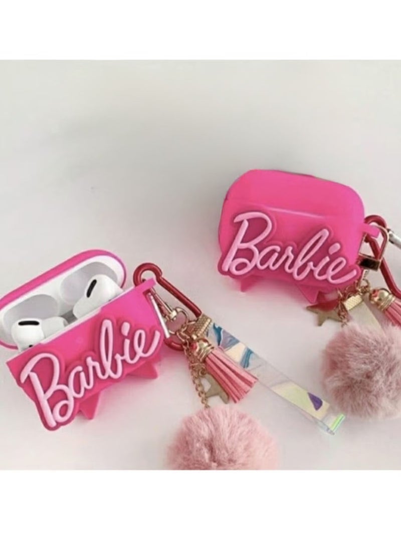 Barbie Case Soft Silicone Shockproof Cover for Apple Airpods Pro/Airpods Pro 2 New 3D Cute Cartoon Creative Fun Case Skin with Keychain Design - Image 1