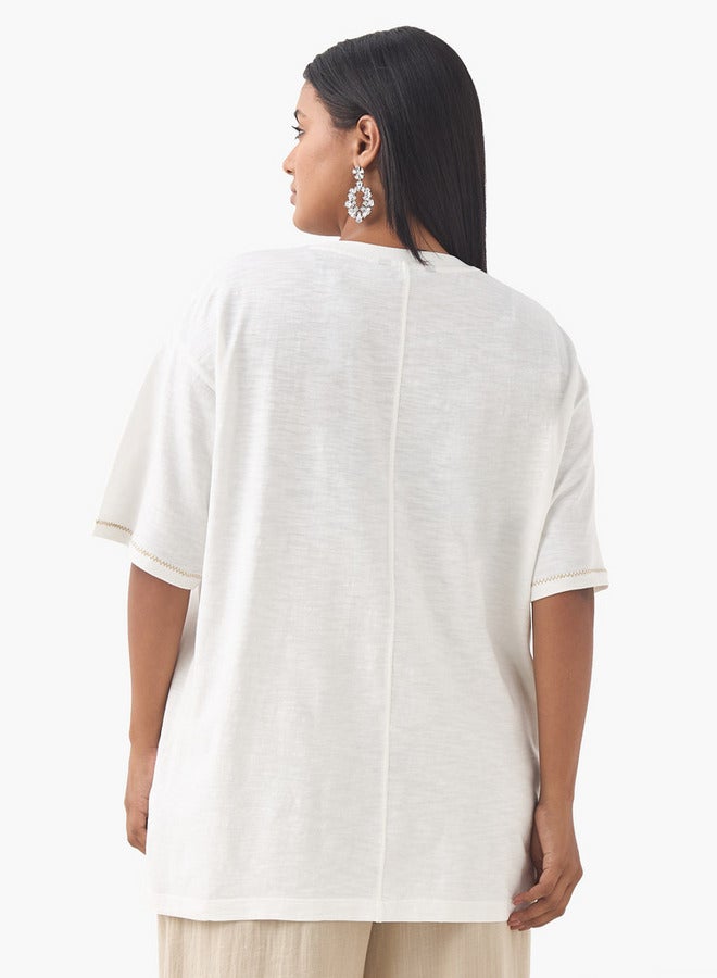  أولا بوبكن تيشيرت مقاس كبير بطبعات زهور بياقة دائرية من أولا بوبكن - Image 3