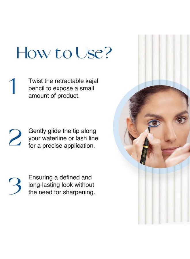 نوريش مانترا قلم تحديد العيون غير اللامع من جيت جاز كاجال أوربان راني - كومبو - أسود وأزرق 0.35 جرام/ مصنوع من زيت اللوز وزيت الأرجان وفيتامين إي/ تصبغ مكثف/ مقاوم للتلطخ/ مقاوم للماء/ يدوم طويلاً - Image 4