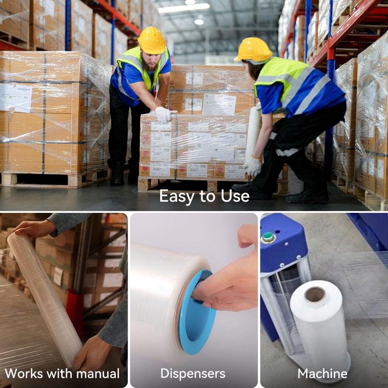 PAFEI 18" x 1500' Plastic Stretch/Shrink Wrap Roll - 80 Gauge Industrial Shrink Wrap for Moving, Heavy Duty 800% Stretch for Pallets, Packing, Shipping&Furniture Protectionâ€‹-4 Rolls - Image 3