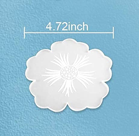 ArtBee 4pcs Coaster Moulds for Resin Casting 1pc Handle Epoxy Molud for Flower Shape Tray DIY Home Decoration 4pcs - Image 2