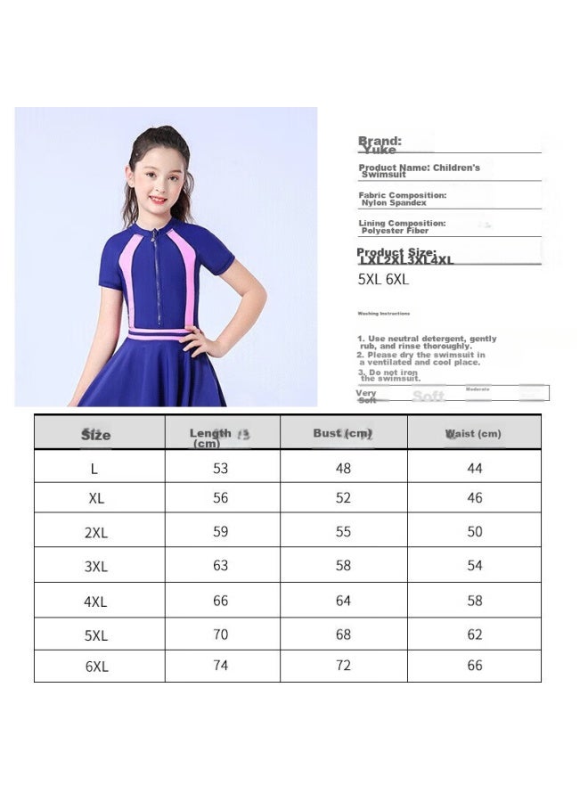Yuke Children's One-piece Swimsuit Dress For Girls With Swim Cap, Nose Clip, Ear Plugs, And Towel, Black, XL - Image 5
