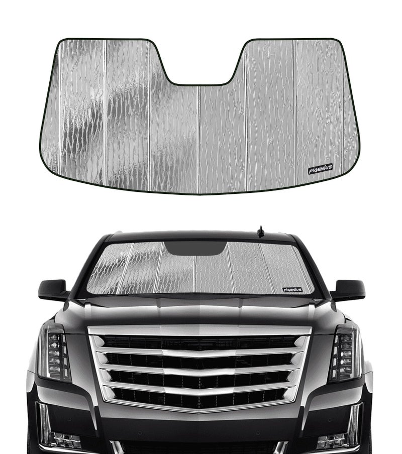 Pigenius Windshield Sun Shade for Cadillac EscaladeGMC Yukon 20152020Chevy SuburbanTahoe 20152020Front Window Sunshade Shield2in1 Reflective Sun ShadeSilver for Summer Black for Winter