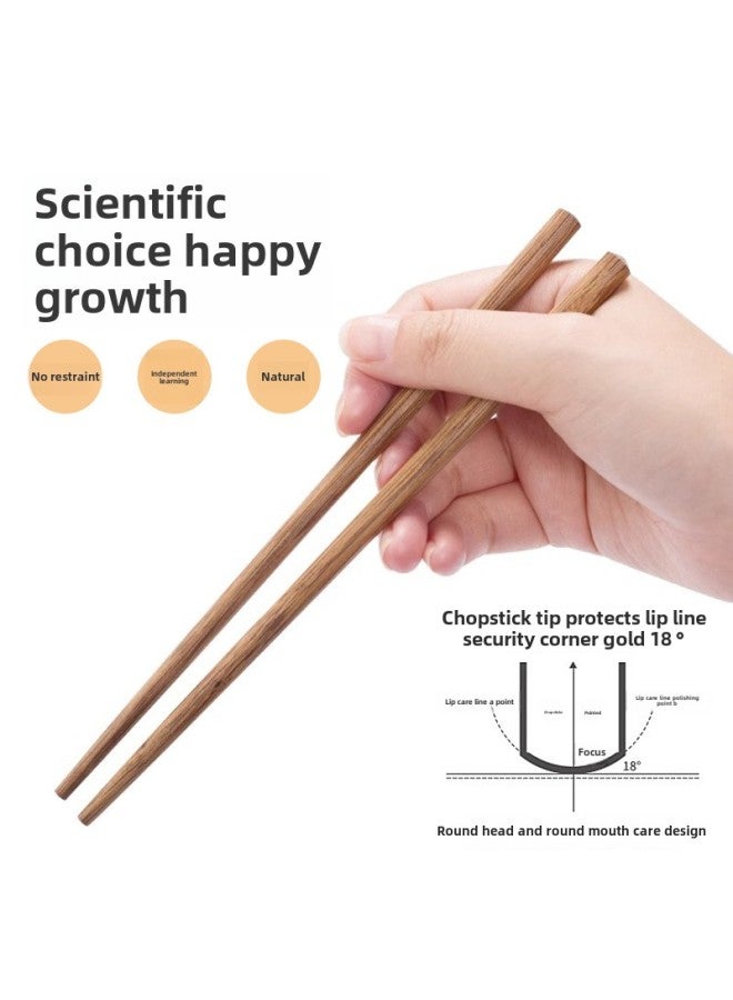 Children's Chopsticks Chicken Wing Wood Two-section Paint-free Wax-free Wooden Chopsticks Kindergarten Baby Special Solid Wood Chopsticks Household-Color:Chicken Wing Wood Daily Chopsticks/25cm-Specifications:First-class Materials ]  - Image 3