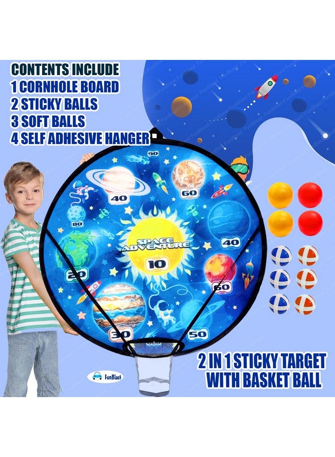 فنبلاست لعبة فن بلاست ٢ في ١ لهدف لاصق مع كرة سلة للأطفال - ألعاب رماية بموضوع الفضاء، ألعاب ترفيهية داخلية وخارجية، طوق كرة سلة للأطفال، ألعاب للأطفال - Image 3