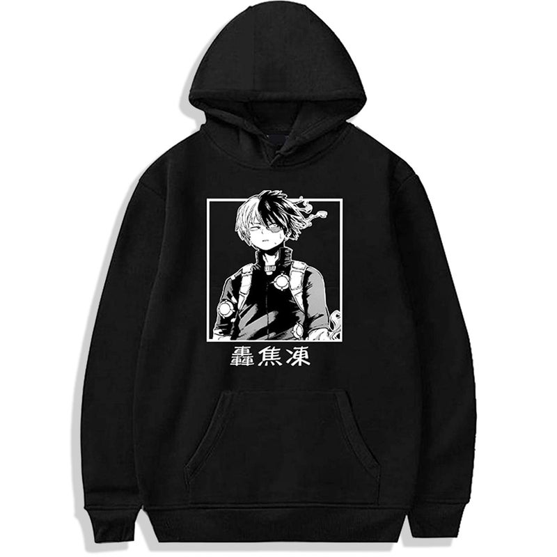 2025 Foreign Trade Day My Hero College Printed Hooded Loose Sweat 24 in black.