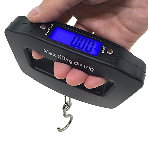 AFUNTA 50Kg 10g Luggage Weight Scale, LCD Luggage Scale Travel Digital, Fish Scale, Home Electronic Portable Hanging Weight Hook Travel Luggage Scale - Image 1