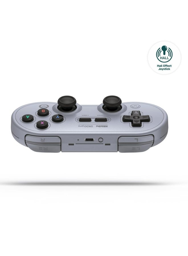 8BitDo SN30 Pro Bluetooth Controller, Hall Effect Joystick Update, Compatible with Switch, PC, macOS, Android, Steam Deck & Raspberry Pi (Gray) - Image 2