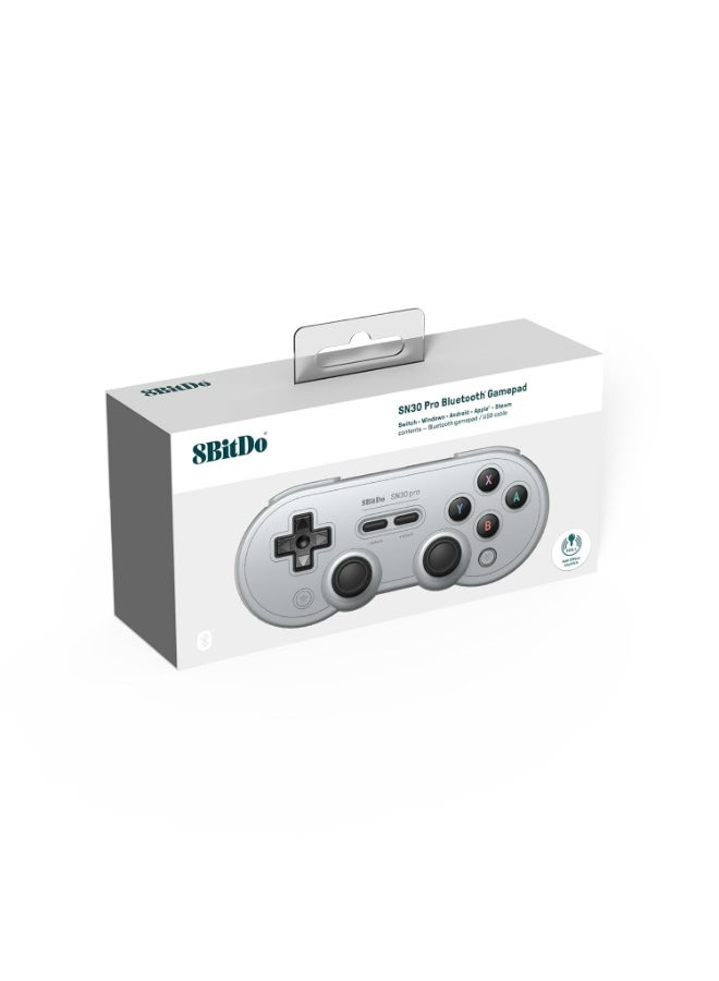8BitDo SN30 Pro Bluetooth Controller, Hall Effect Joystick Update, Compatible with Switch, PC, macOS, Android, Steam Deck & Raspberry Pi (Gray) - Image 4