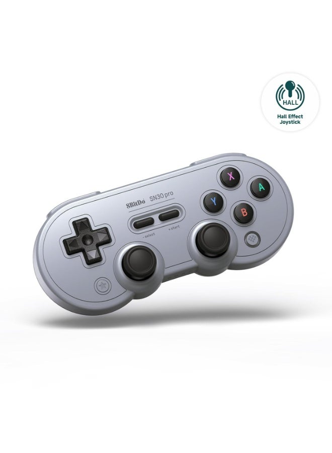 8BitDo SN30 Pro Bluetooth Controller, Hall Effect Joystick Update, Compatible with Switch, PC, macOS, Android, Steam Deck & Raspberry Pi (Gray) - Image 1