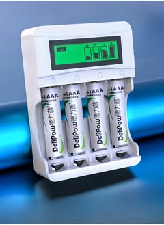 Delipow شاحن لبطاريات AA و AAA مع 4 بطاريات AAA (1100 مللي أمبير)  - Image 1