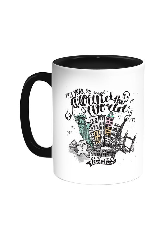 New Year Printed Coffee Mug Black/White 11ounce