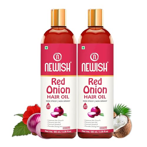 Newish Pure Red Onion Hair Oil for Hair Growth & Scalp Nourishment | 100% Natural, Cold-Pressed & Non-Sticky Hair Oil for Men & Women – 100ml (Pack of 2) - Image 1