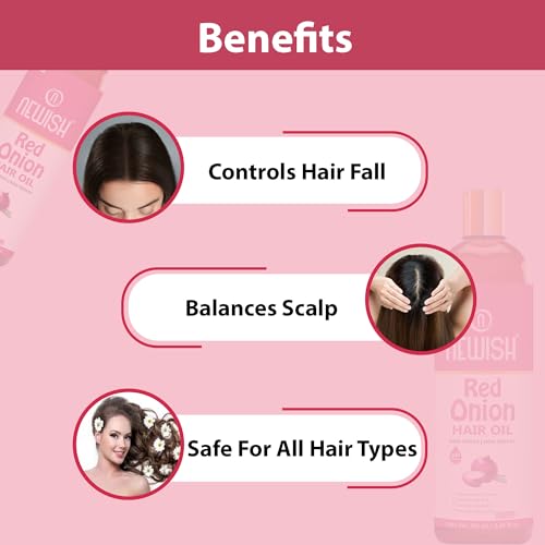Newish Pure Red Onion Hair Oil for Hair Growth & Scalp Nourishment | 100% Natural, Cold-Pressed & Non-Sticky Hair Oil for Men & Women – 100ml (Pack of 2) - Image 4