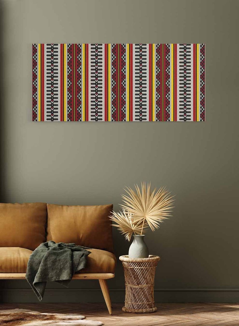 LOWHA Framed Canvas Wall Art Stretched Over Wooden Frame, Panorama Orientation Royal Arabian Style Sadu Painting, For Home, Living Room, Office Décor - Image 3