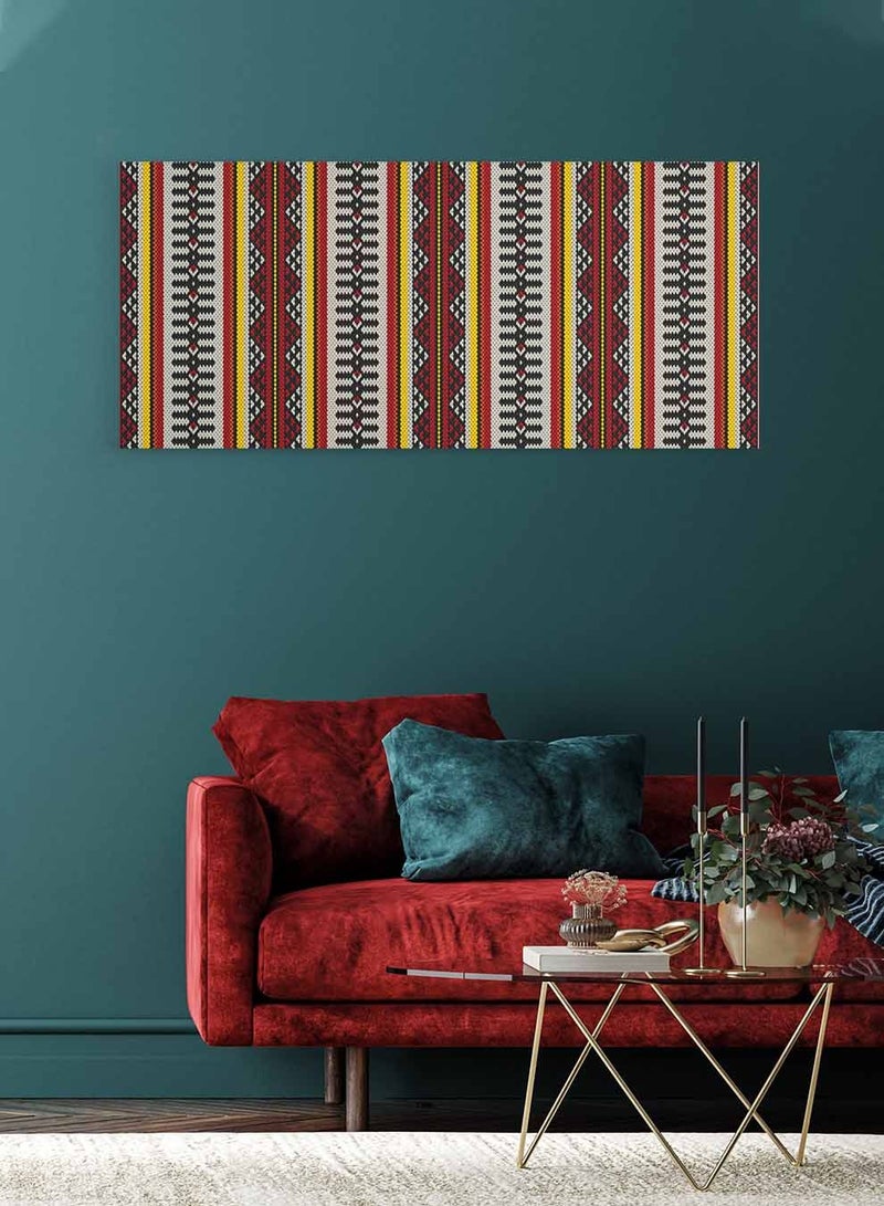 LOWHA Framed Canvas Wall Art Stretched Over Wooden Frame, Panorama Orientation Royal Arabian Style Sadu Painting, For Home, Living Room, Office Décor - Image 4