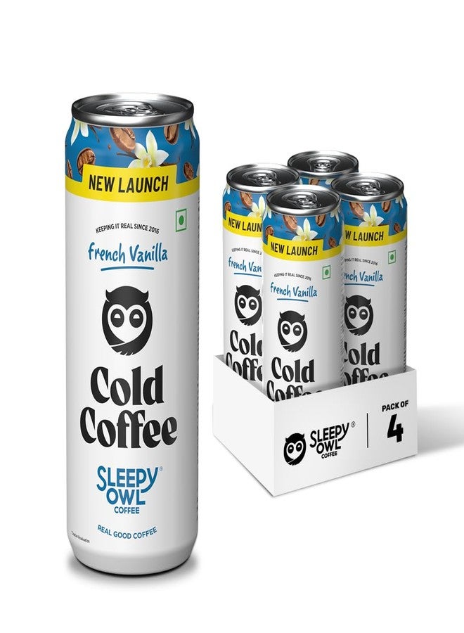 Sleepy Owl French Vanilla Liquid Cold Coffee|4 X 230Ml Cans|Made With Real Milk & Coffee|No Preservatives - Image 1