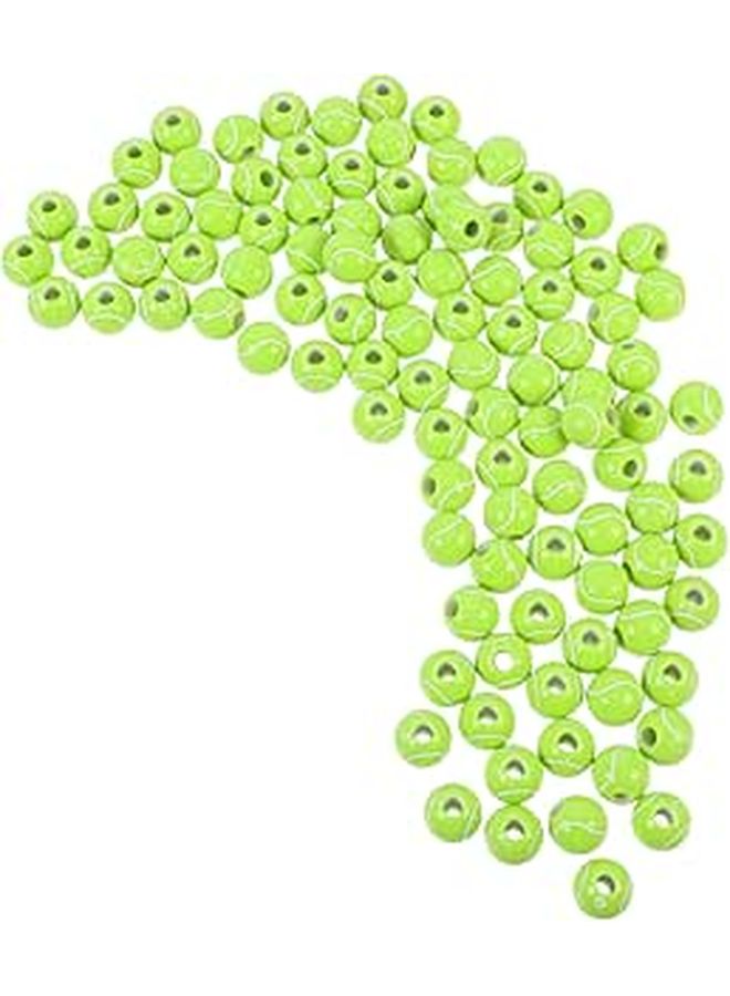 100 Pcs Acrylic Tennis Ball Beads DIY Jewelry Making Supplies for Kids Sports Theme Bracelet Early Education Crafts - Image 1
