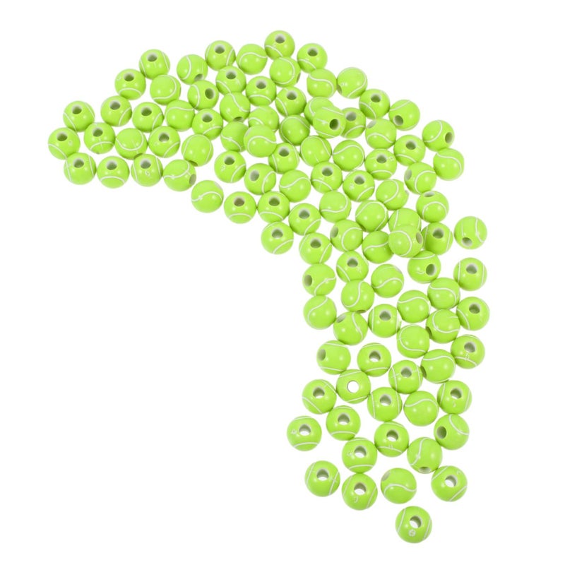 100 Pcs Acrylic Tennis Ball Beads DIY Jewelry Making Supplies for Kids Sports Theme Bracelet Early Education Crafts - Image 2