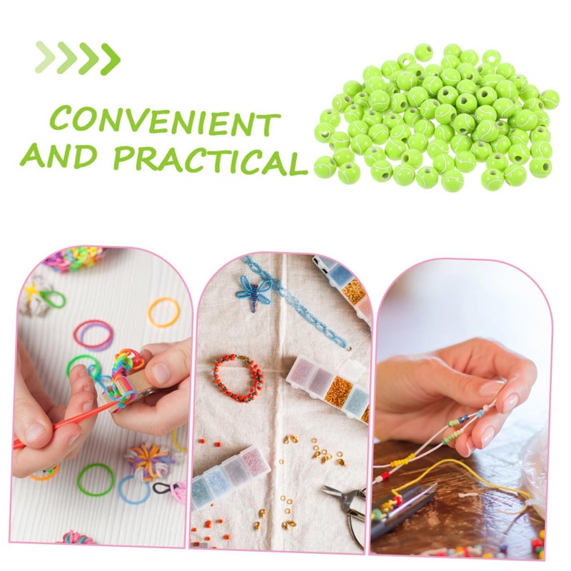 100 Pcs Acrylic Tennis Ball Beads DIY Jewelry Making Supplies for Kids Sports Theme Bracelet Early Education Crafts - Image 4