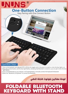 UNUNS Foldable Bluetooth Keyboard,Portable Wireless Keyboard with Stand Holder,Ultra-Slim Pocket Size Rechargeable Keyboard, Compatible With IOS/Android/Windows,Smartphone/Tablet/Laptop,Grey White  - Image 5