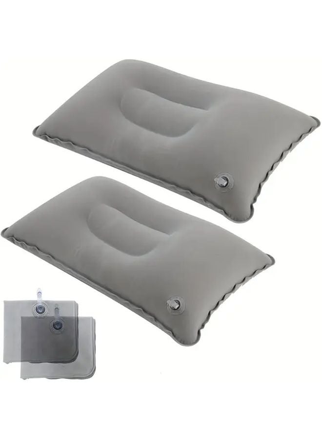 Inflatable U Shaped Travel Pillow Grey Adjustable Firmness Neck Support For Airplane - Image 3